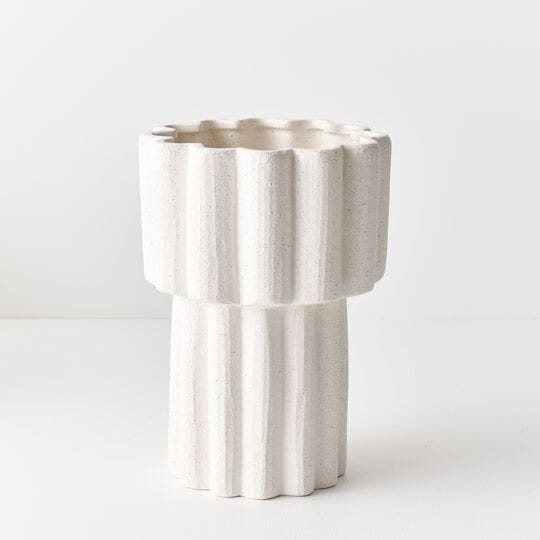 Verdelle Ceramic Pot in White 24cm