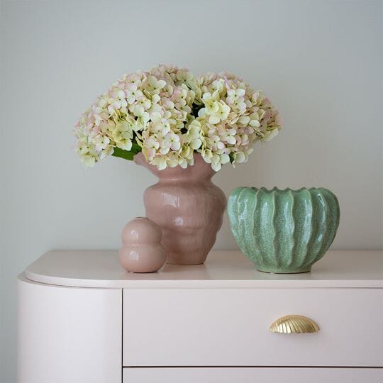 Hydrangea Artificial Bush in Cream/Pink 50cm