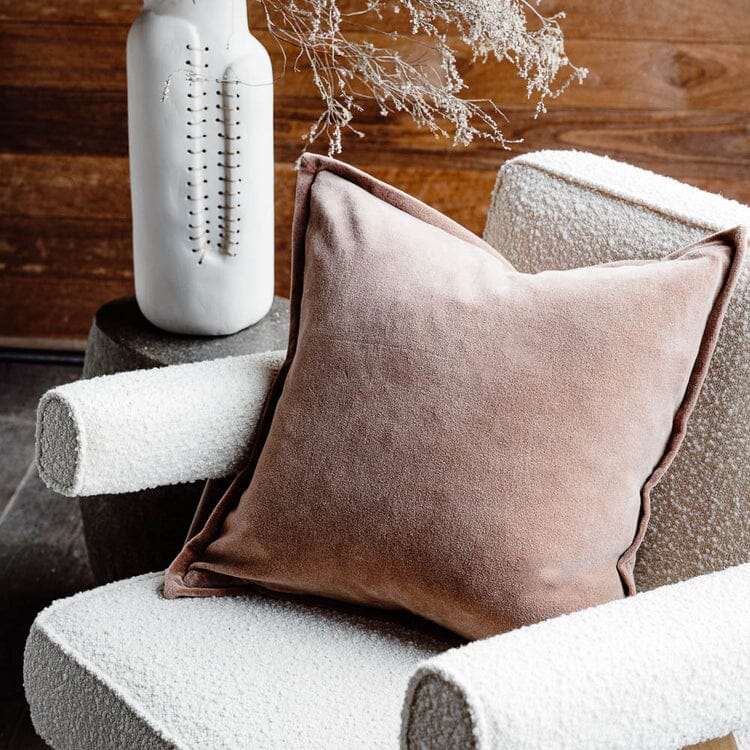 Evelyn Velvet Feathered Cushion - Clay 40x60cm