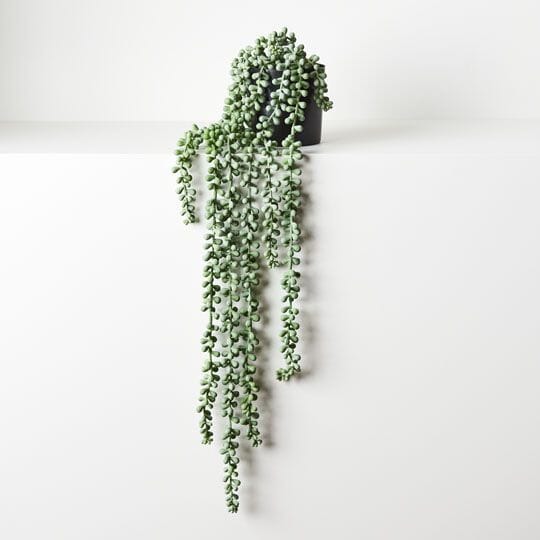 String of Artificial Hanging Pearls in Pot - Grey/Green 70cm