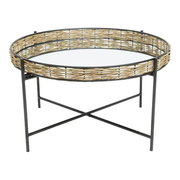 Taylor Round Metal Coffee Table in Black/Seagrass (Save 50%)