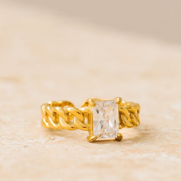 Zara Gold Ring in Clear Gemstone