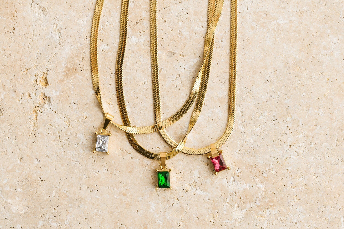 Indigo &amp; Wolfe - Willow Snake Chain Necklace W/ Ruby Gemstone