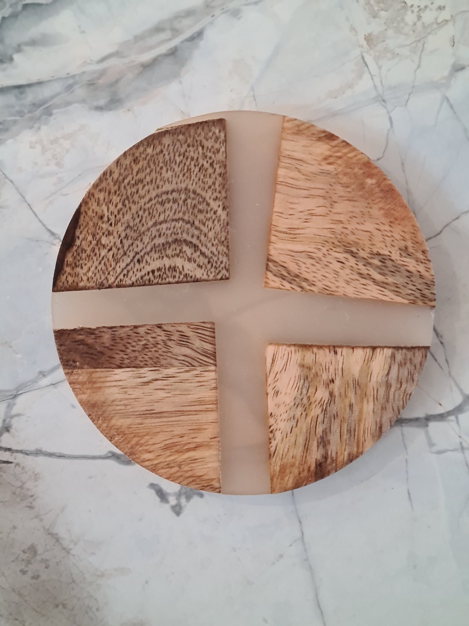 Wood &amp; Clear Resin Coaster Set of 4