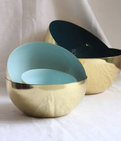 Celia Brass Serving Bowl in Navy 22cm