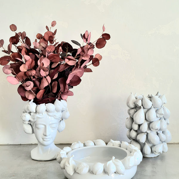 Aphrodite Ceramic Fig Vase in White - Tall