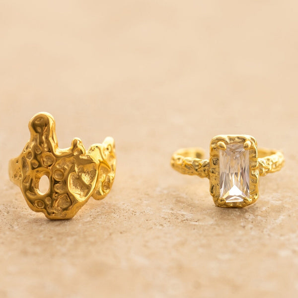 Esme Gold Plated Ring W/ Clear Gemstone