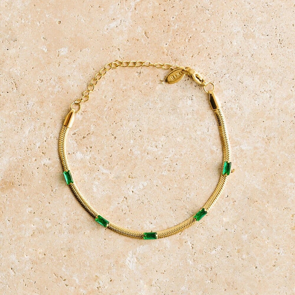Ivy Gold Bracelet in Emerald Gemstone