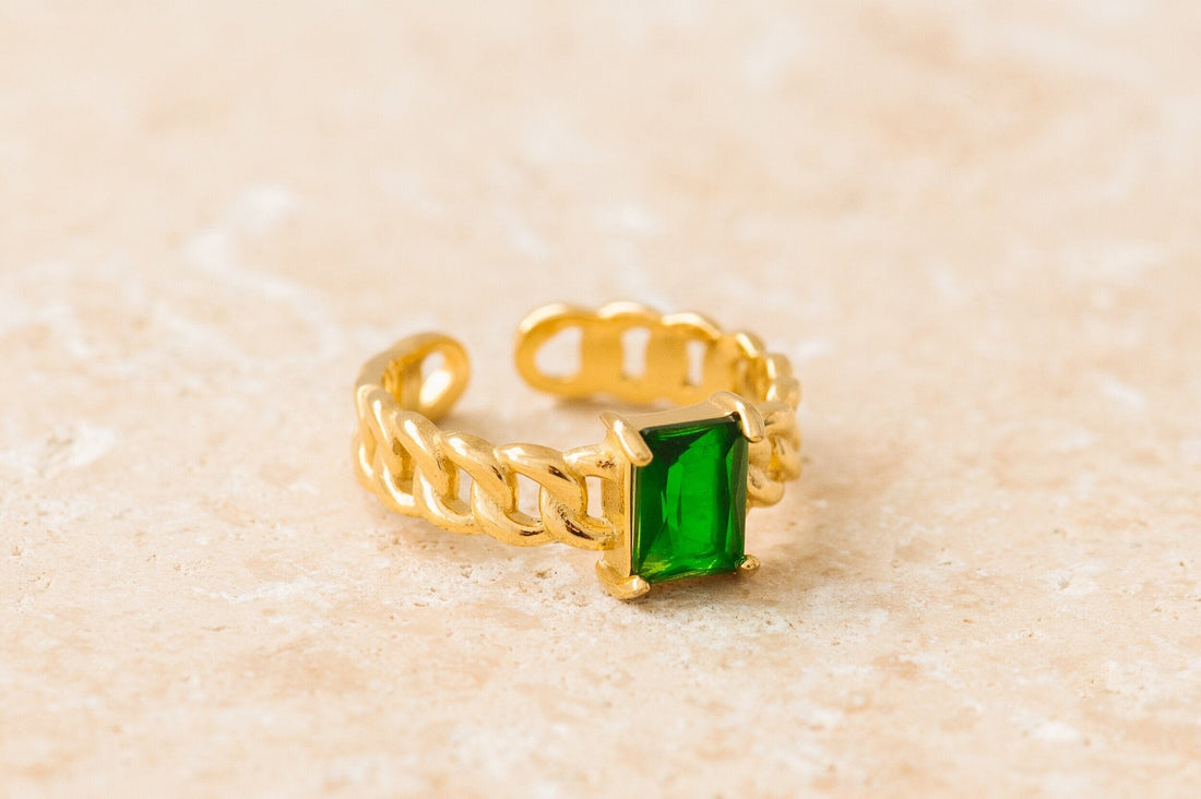 Indigo &amp; Wolfe - Zara Gold Ring W/ Emerald Gemstone