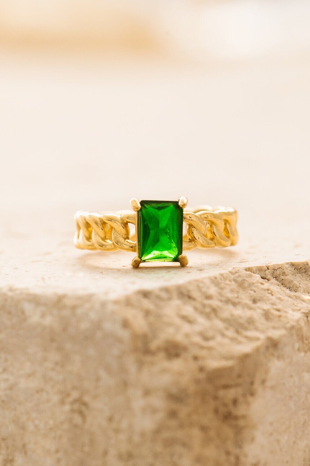 Indigo &amp; Wolfe - Zara Gold Ring W/ Emerald Gemstone