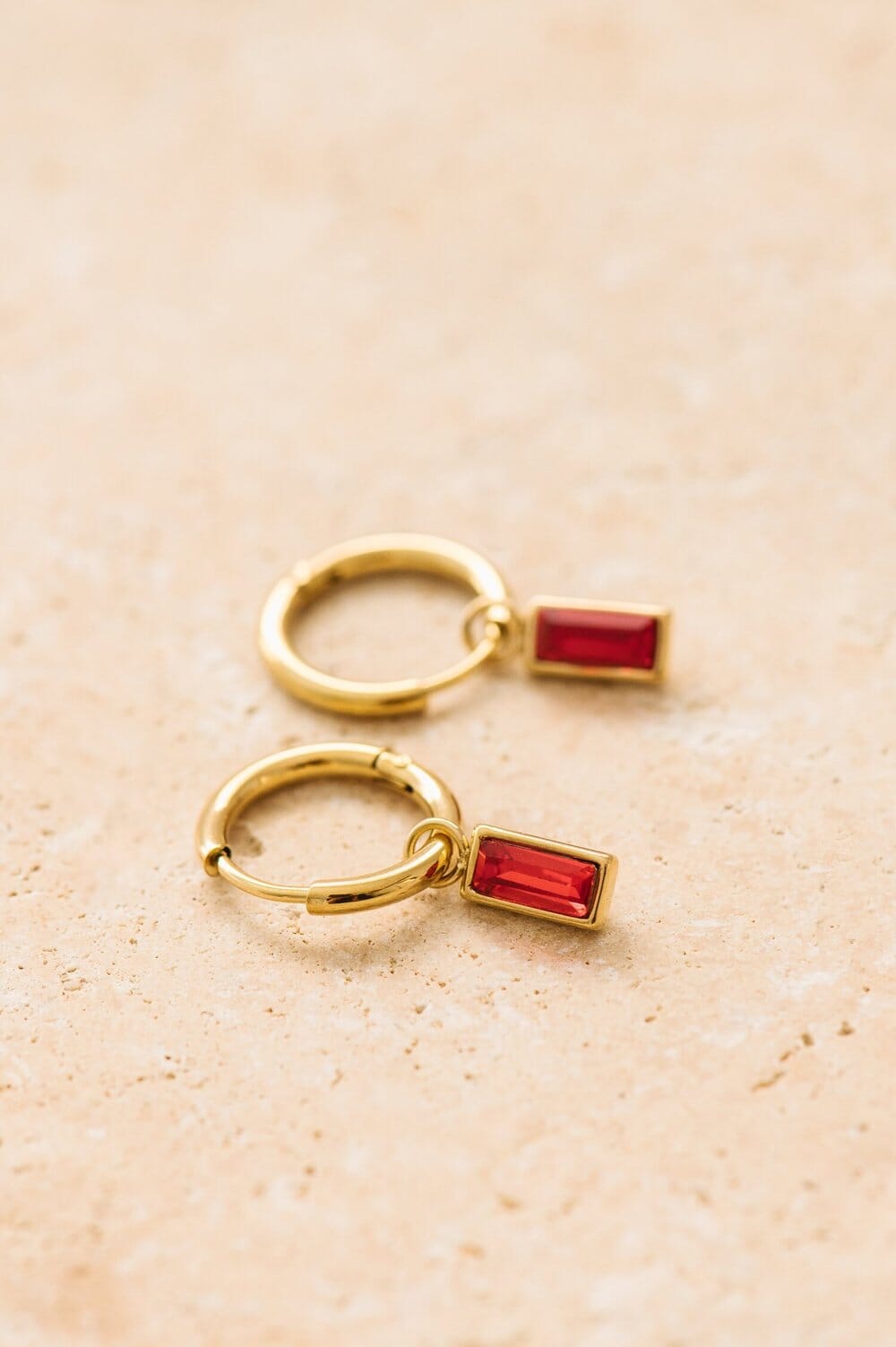 Indigo &amp; Wolfe - Gemma Gold Earrings W/ Ruby Stone