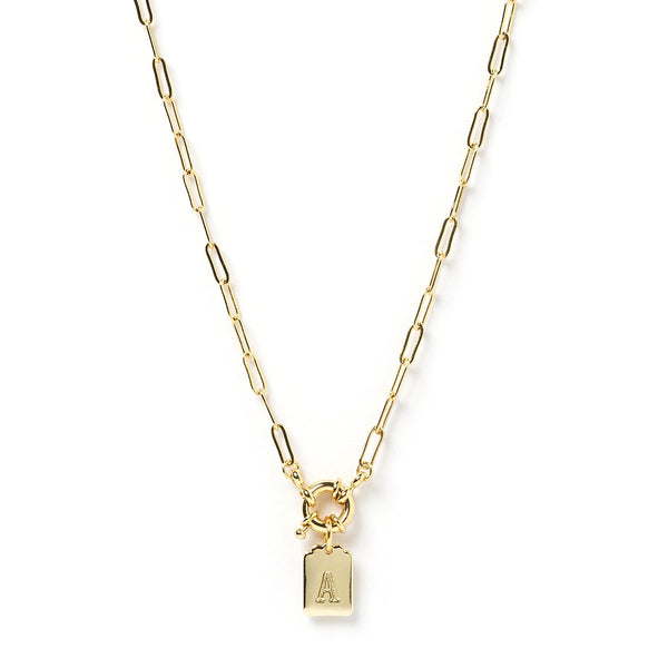 Arms of Eve - Letter A Gold Tag Necklace
