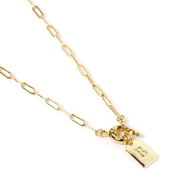 Arms of Eve - Letter B Gold Tag Necklace