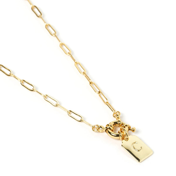 Arms of Eve - Letter C Gold Tag Necklace