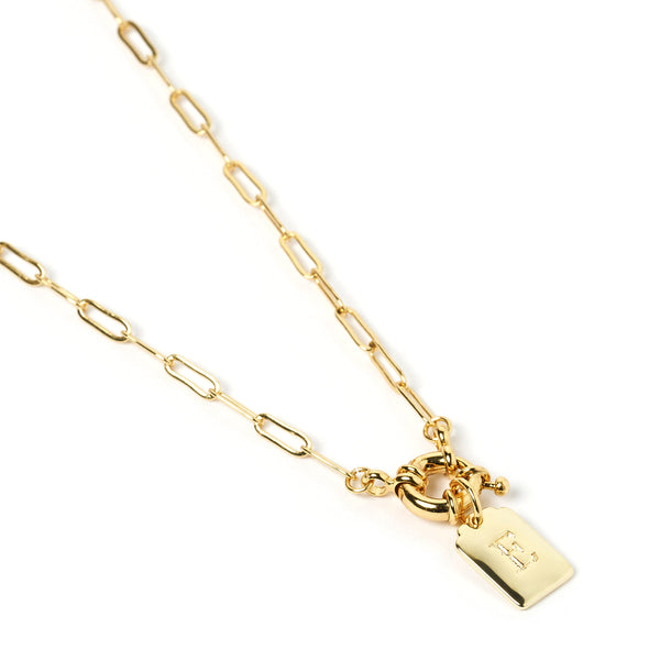 Arms of Eve - Letter E Gold Tag Necklace
