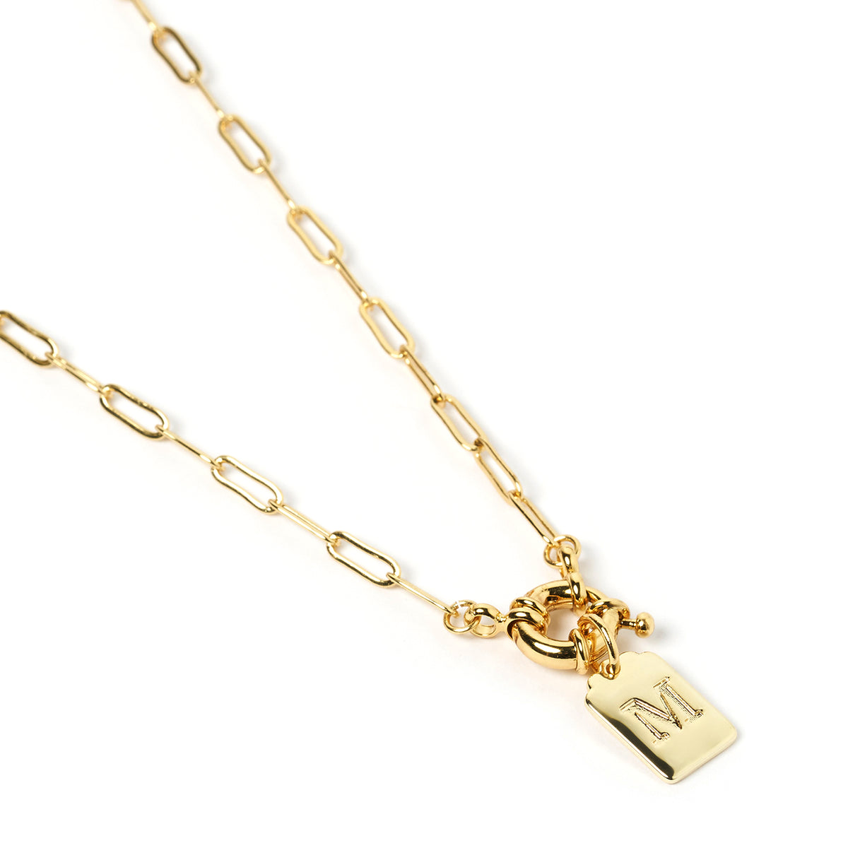Arms of Eve - Letter M Gold Tag Necklace