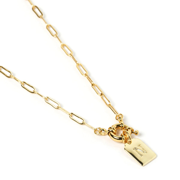 Arms of Eve - Letter N Gold Tag Necklace