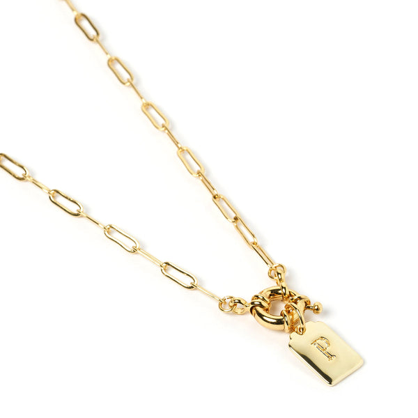 Arms of Eve - Letter P Gold Tag Necklace