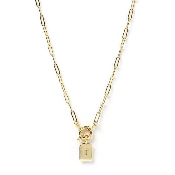 Arms of Eve - Letter T Gold Tag Necklace
