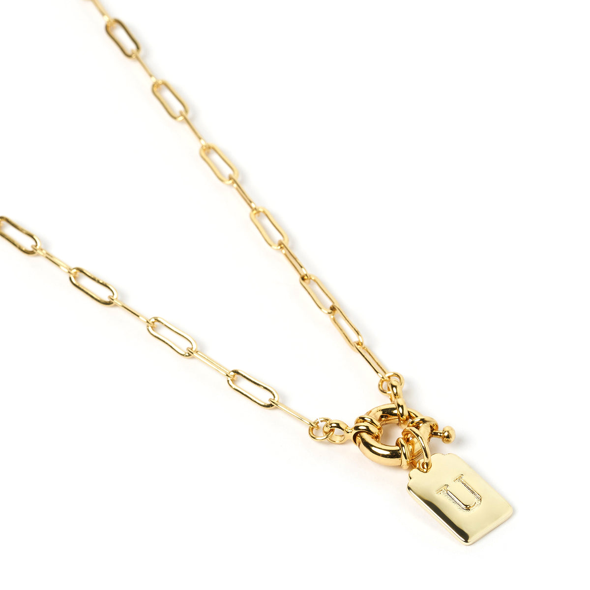 Arms of Eve - Letter U Gold Tag Necklace