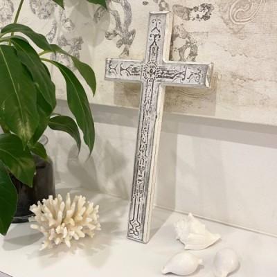 Decorative Wood Cross in Antique White
