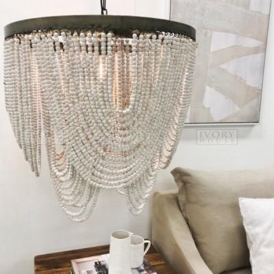 Astor Deco White Beaded Chandelier