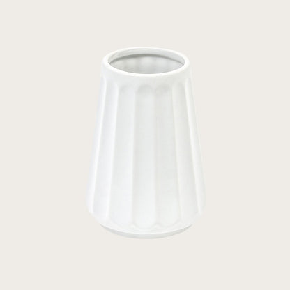 Auguste Ceramic Ribbed Vase in White 14cm - Buy 1 Get 1 Free Sale