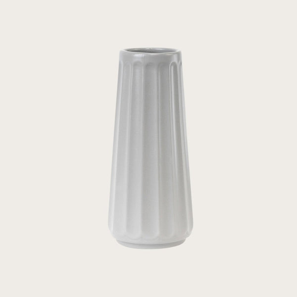 Auguste Ceramic Ribbed Vase in Grey - Large (Save 60%)