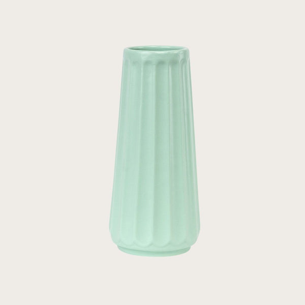 Auguste Large Ceramic Ribbed Vase in Mint - Buy 1 Get 1 Free Sale