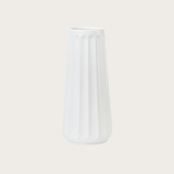 Auguste Ceramic Ribbed Vase in White - Large (Save 60%)