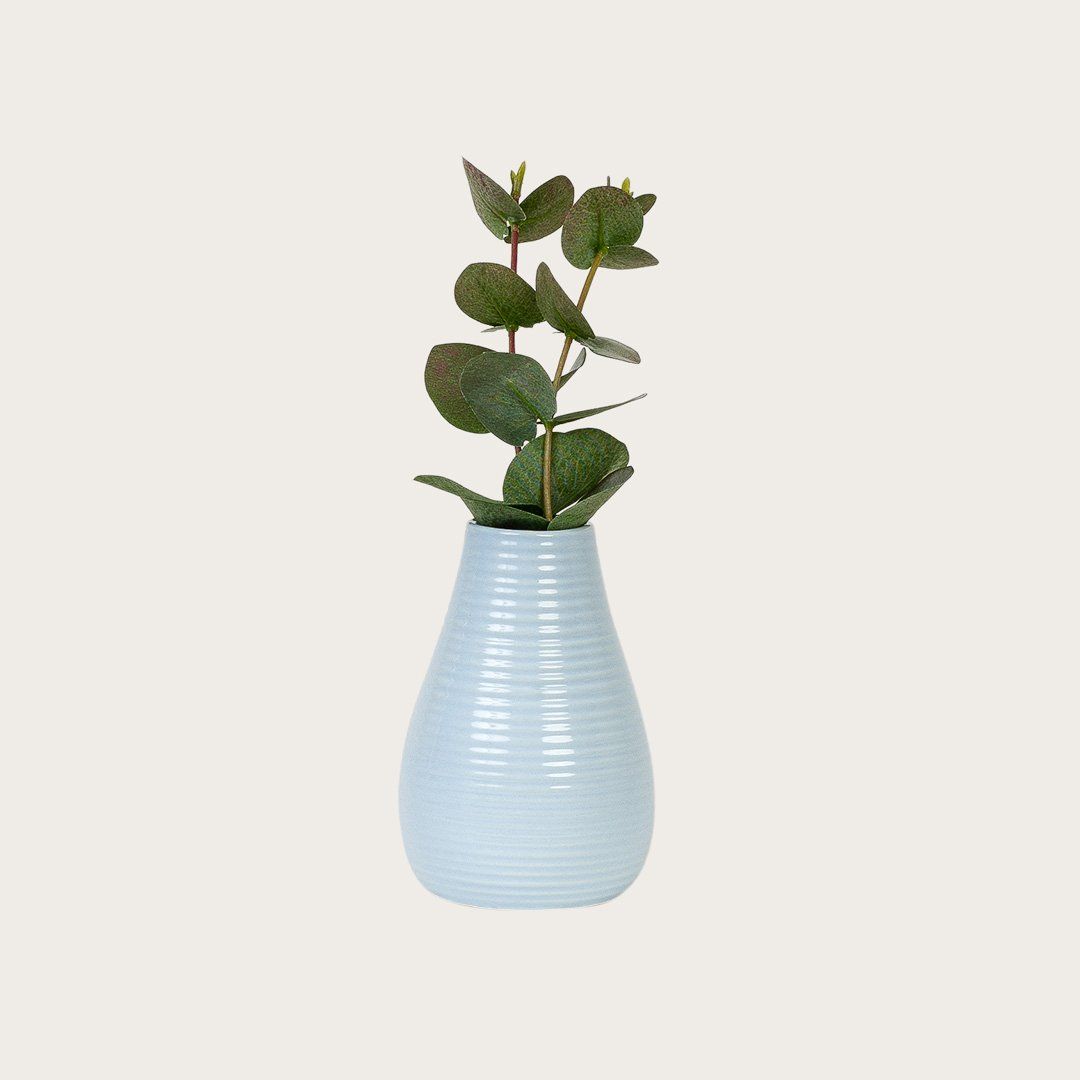 Suha Ceramic Ribbed Vase in Blue - Buy 1 Get 1 Free
