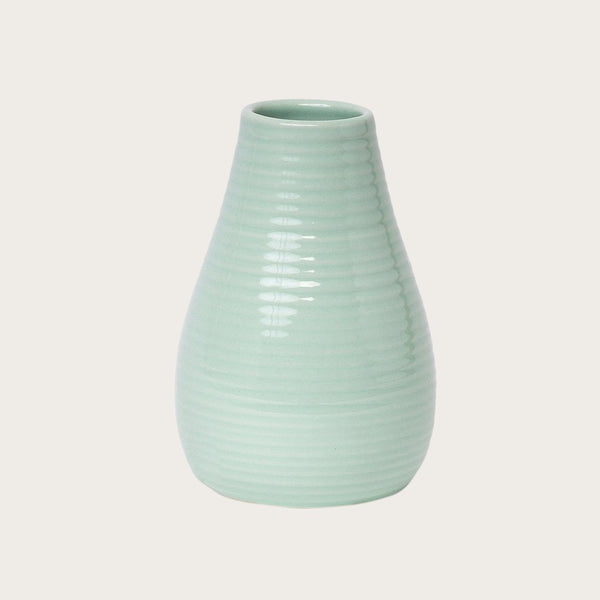 Sultana Ceramic Ribbed Vase in Mint (Save 40%)