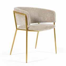 Karlita Chenille Chair in Beige/Gold (Save 15%)
