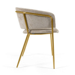 Karlita Chenille Chair in Beige/Gold (Save 15%)