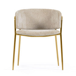 Karlita Chenille Chair in Beige/Gold (Save 15%)