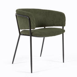 Karlita Velvet Corduroy Chair in Olive Green/Black (Save 18%)