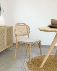 Elma Wood and Rattan/Fabric Chair in Natural