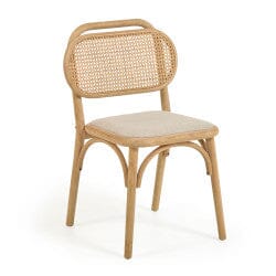 Elma Wood and Rattan/Fabric Chair in Natural