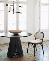 Elma Wood and Rattan/Fabric Chair in Black
