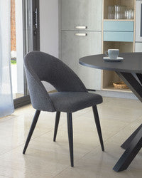 Saba Fabric Chair in Dark Grey