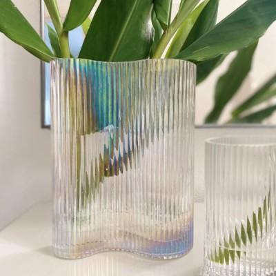 Kalani Ribbed Wave Glass Vase - Large