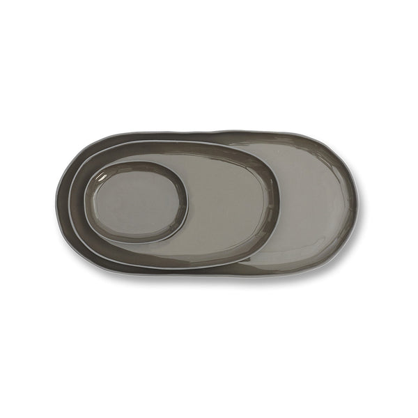 Cloud Large Oval Plate in Charcoal