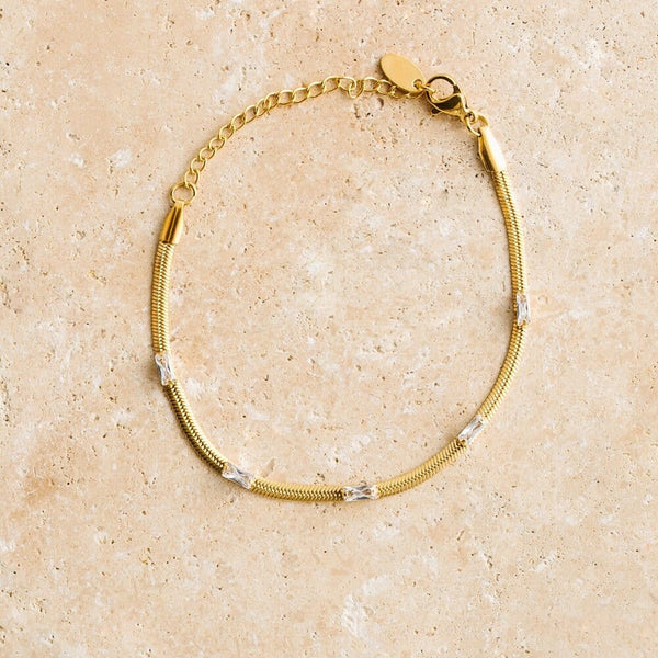 Ivy Gold Bracelet in Clear Gemstone