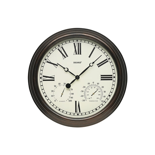 Alfresco Wood Wall Clock in Brown - 38cm