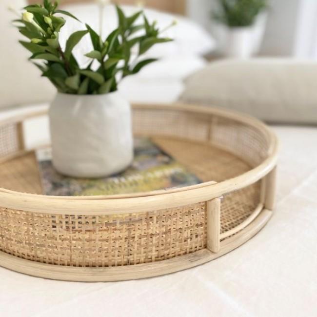 Anya Rattan Round Tray in Natural (Sale 21% Off)