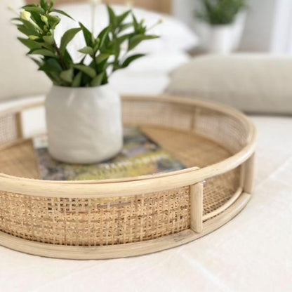 Anya Rattan Round Tray in Natural (Sale 21% Off)