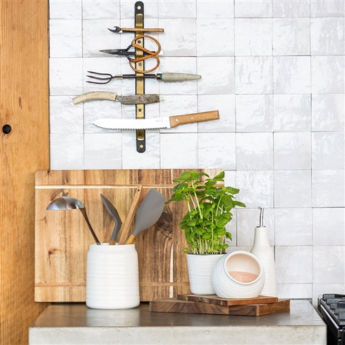 Stone Speckle Utensil Holder in Chalk