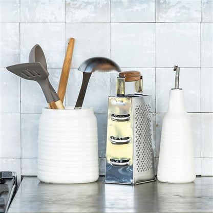 Stone Speckle Utensil Holder in Chalk
