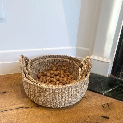 Zendaya Low Seagrass Basket w Handles (Medium)
