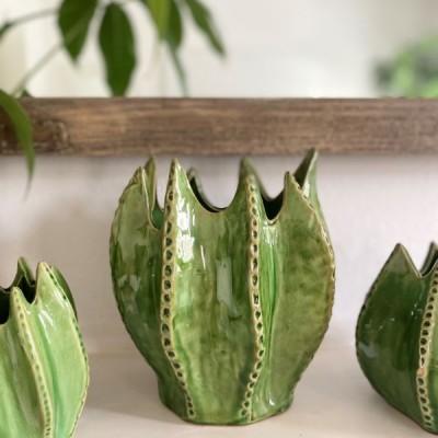 Cactus Ceramic Vase in Green 20cm
